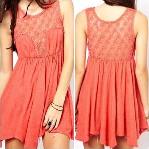 FREE PEOPLE LOLITA SYNDROME TRAPEZE CROCHET SWEETHEART DRESS